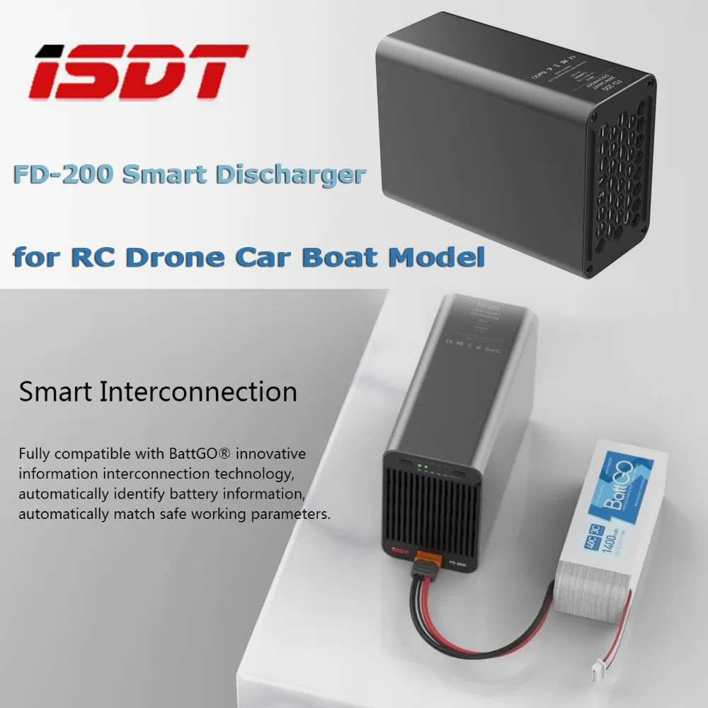 

ISDT FD-200 Discharger 200W 25A Wireless APP Control Smart Discharger for 2-8S Lipo Battery for RC Drone Car Boat Model Parts