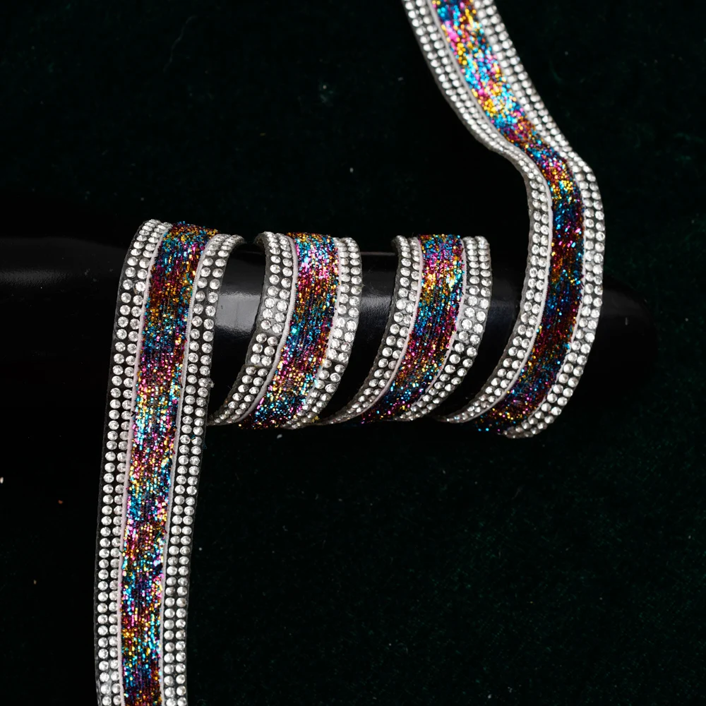 Colorful Ribbon Hot Melt Adhesive Clothing Wedding Dress Luggage DIY Diamond-encrusted Lace Clothing Accessories Rhinestone Chai