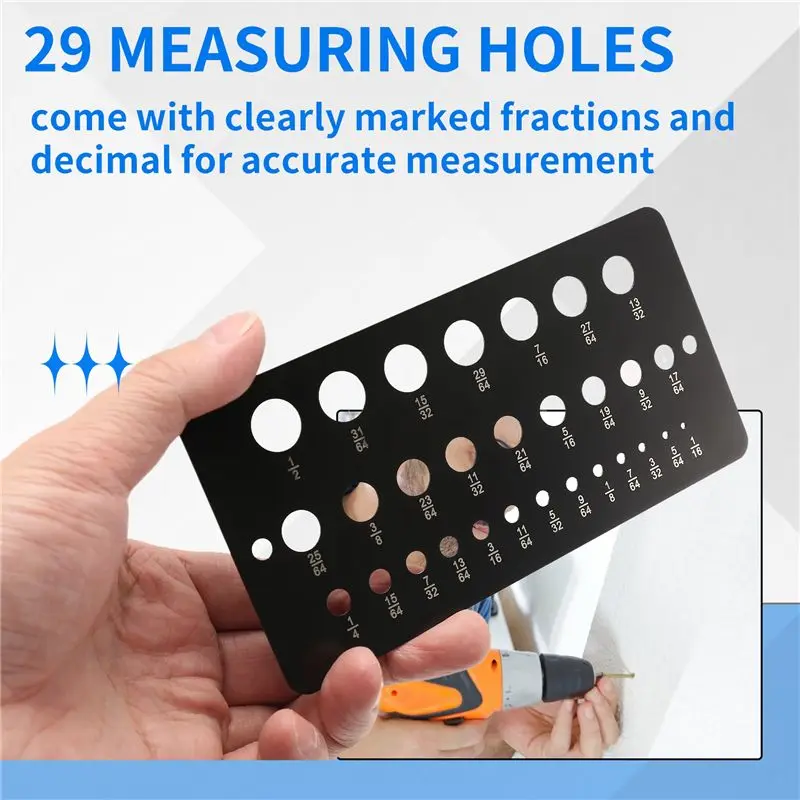 Multifunction Drill Bit Gauge Fractional Drill Bit Size Gauge,29-Holes Metric Size Drill Bit Gauge For 1/16 Inch To 1/2 Inch Dri
