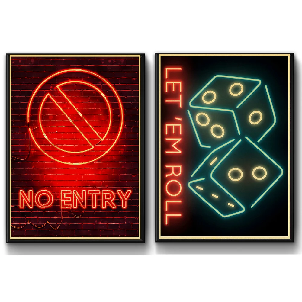 New Neon Night Vintage Wall Art Poster Game Art Painting Canvas Bar Art Prints Planting Pictures for Living Kids Boys Room Decor