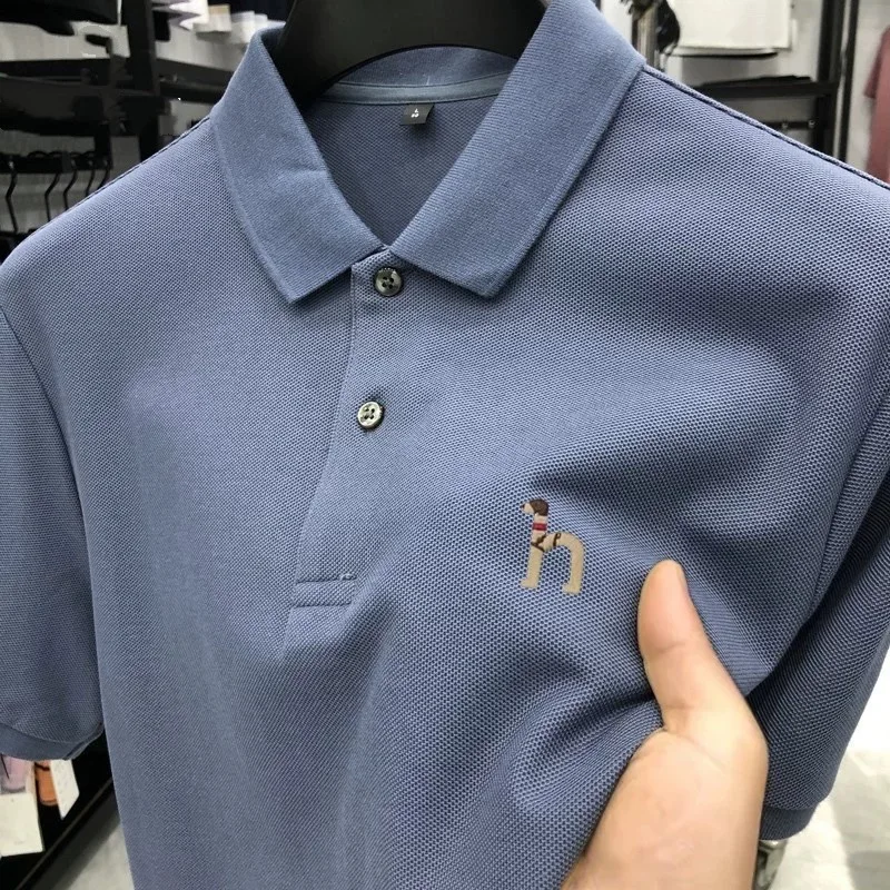 

100% хлопчатобумажная рубашка POLO модная премиальная марка щенок вышивка короткие рукава летний деловой рекреационный мужской Перевернутый воротник футболка