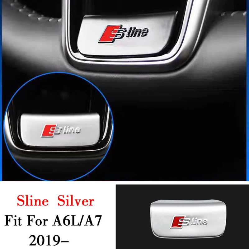 3D Aluminum Alloy S Sline Emblem Car Steering Wheel Sticker Accessories For Audi Sline A3 A1 A4 B8 B7 A6 C7 A5 A7 A8 B9 B6 C6 Q2