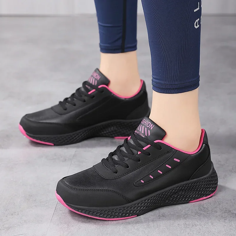 Running Shoes for Women Black Sneakers Trends 2023 Comfortable Height Increasing Autumn Chunky Breathable Leisure Shoes Big Size