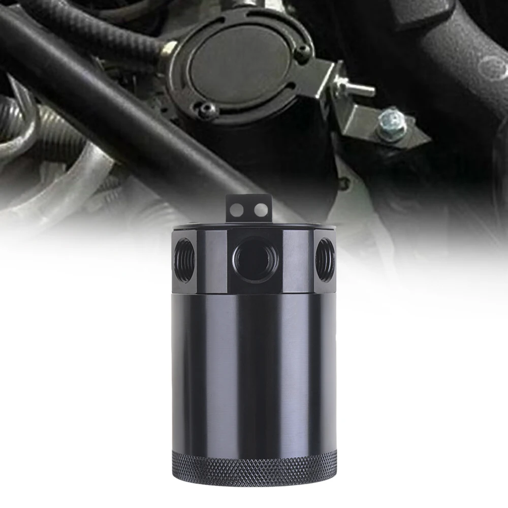 Universal Racing Baffled 3 port Oil Catch Can Tank Air Oil Separator With Removable Valve 3-hole Oil Kettle