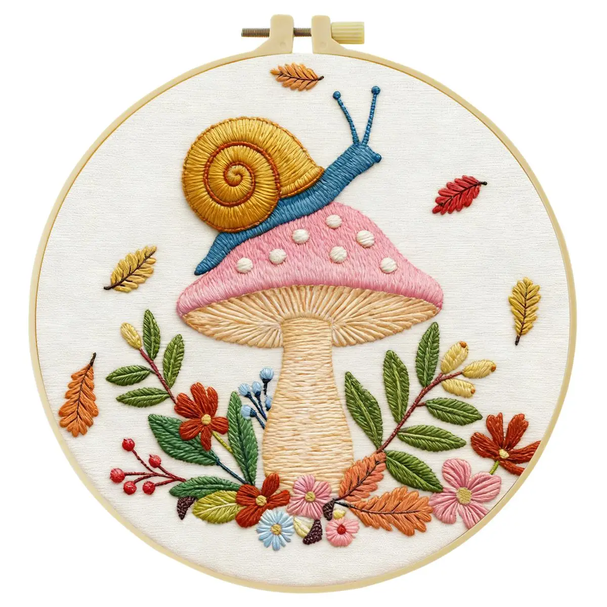 1 Stück 20X20CM/15X15CM 7,87/6,3 Zoll Pilz-Stickerei-Starter-Kit DIY-Kit DIY-Stickerei-Set Handarbeiten Nadelkunst Nähkunst – Detail 4