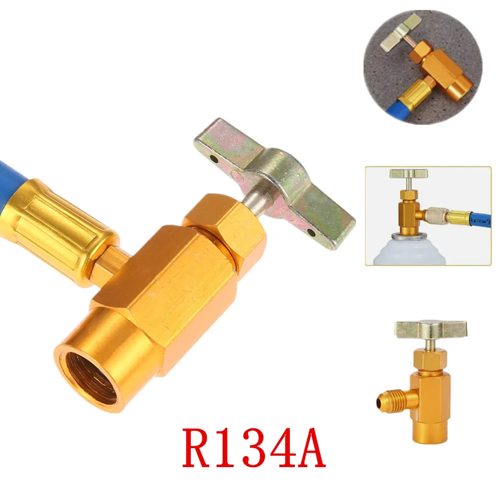 1/4 SAE Thread Adapter R134a Car Air Conditioner Refrigeration Tool Low Pressure Dispensing Can Tap Valve Bottle Opener R134a