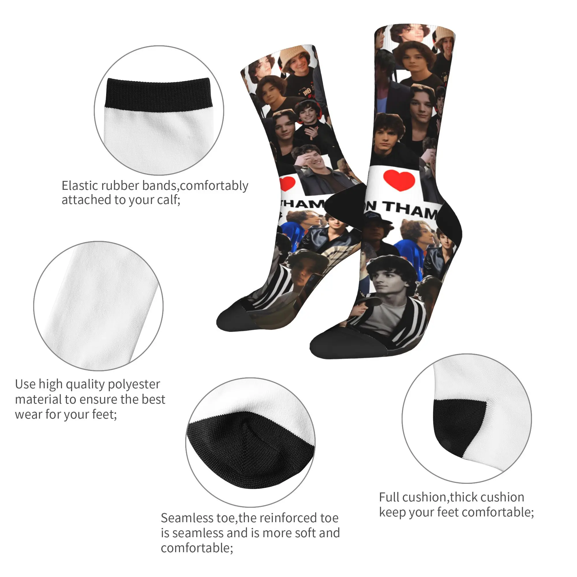 Ator Mason Thames Meias Casuais Casal Meias Macias Respiráveis Inverno Correndo Gráfico Meias Antiderrapantes Presente de Aniversário