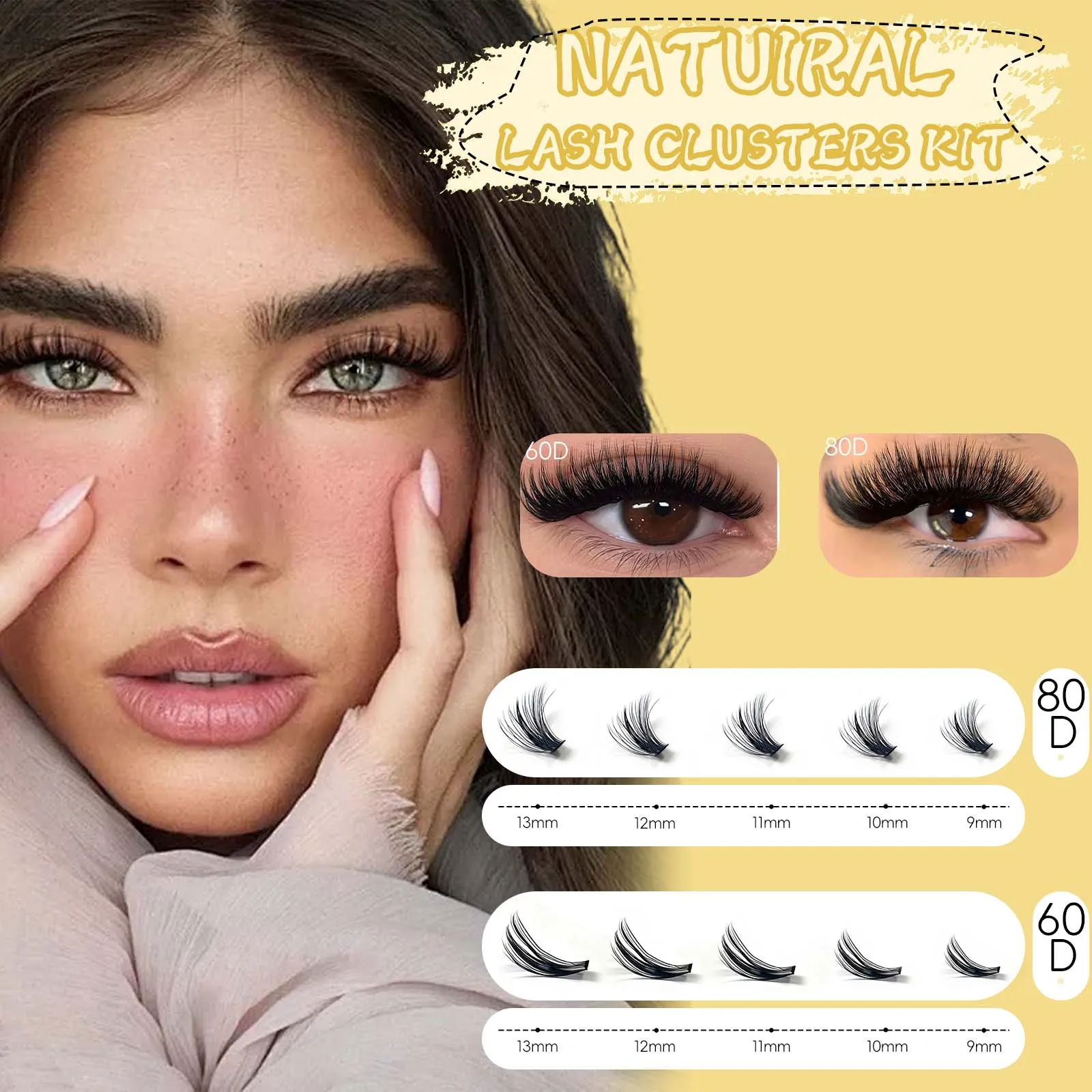 ขนตาปลอมแบบ 3 มิติ 10 แถว 400 ช่อ สำหรับต่อขนตาแบบธรรมชาติ อุปกรณ์ต่อขนตา 30/40/60/80D ขนตาปลอมสำหรับต่อขนตาส่วนตัว