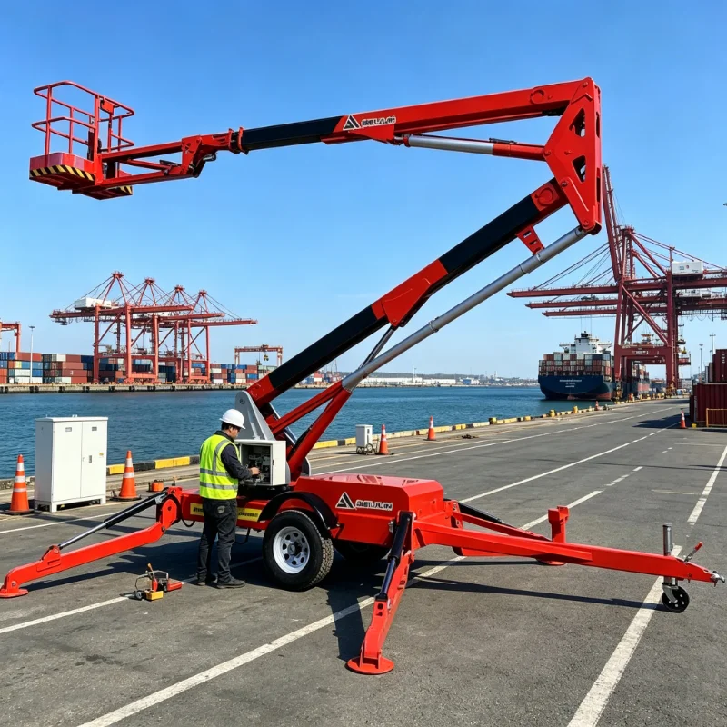 10m 12m 14m 16m 200kg Skylift Tow Behind Cherry Picker Insulation Boom Lift Trailer Mounted Articulating Aerial Lift