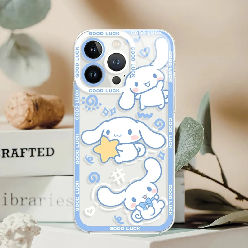 Sanrio Kuromi Cinnamoroll Clear Case for iPhone 14 11 Pro Max 13 12 Mini XR XS X 8 7 6 6S Plus SE 2020 Silicone Shockproof Cover