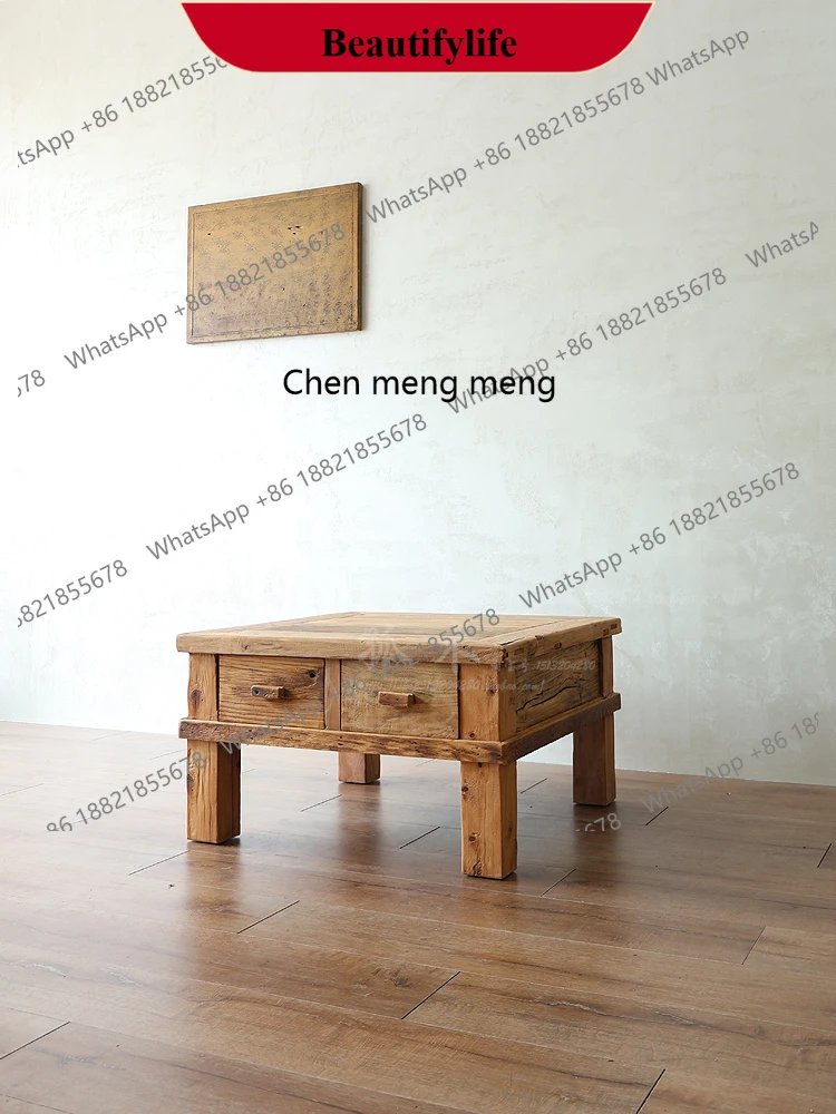 d178 Heavy weathering texture four drawers coffee table surprise quiet wind hotel outdoor furniture square living room balcony