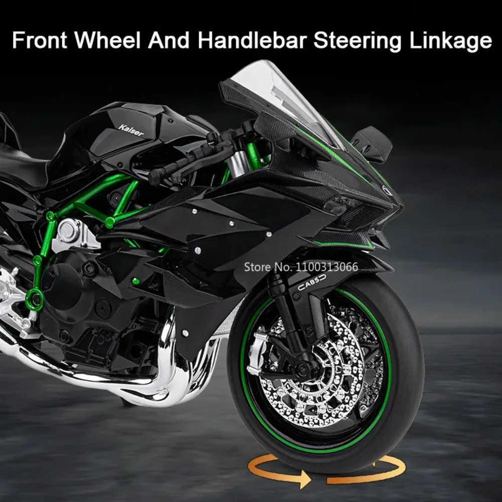 1:9 스케일 가와사키 닌자 H2R 모터 삼륜차 모터사이클 장난감 모델카 라이트 음악 미니어처 차량 소년용 축제 선물