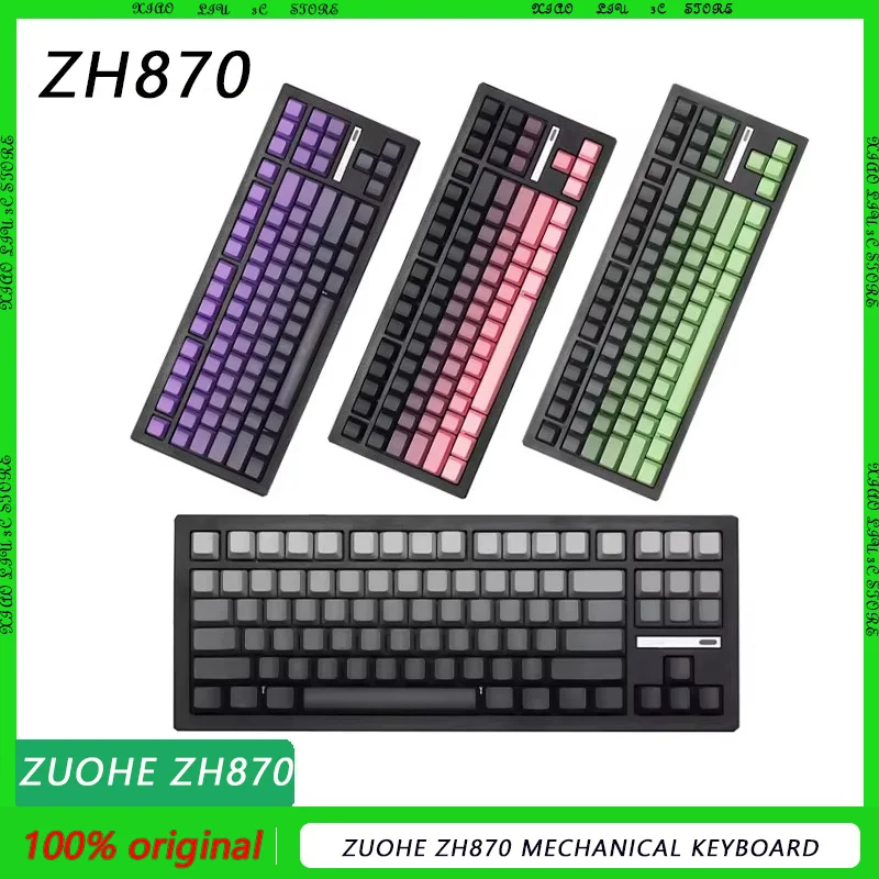 

Механическая клавиатура Zuohe ZH870, Bluetooth, беспроводная клавиатура RGB PBT, клавиатура с горячей заменой, 3 режима, для офиса, под заказ, игровая модель, подарок