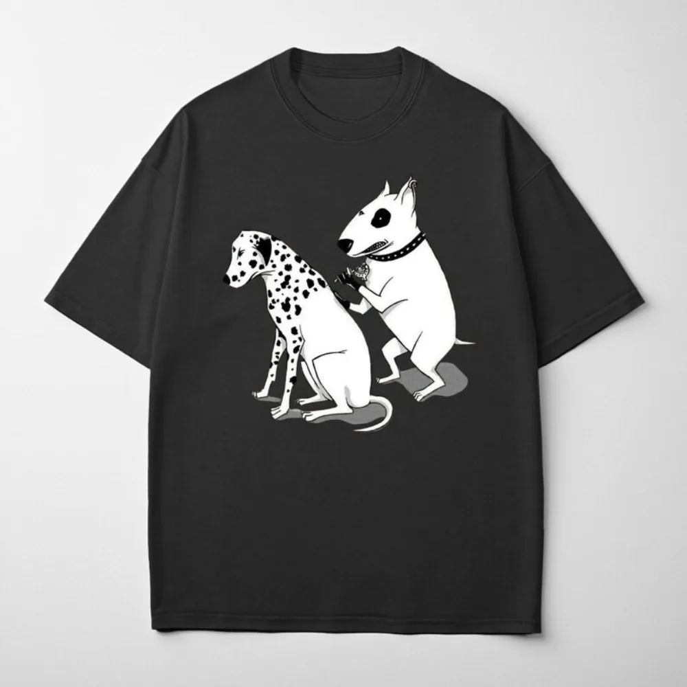 Camiseta divertida con diseño de tatuaje de Dálmata, camiseta con diseño de tatuaje de Bull Terrier, camiseta humorística para amantes de las mascotas, camiseta para hombres y mujeres, tops de verano