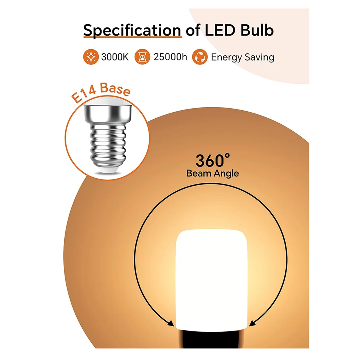 Fridge Bulb, 1.5W E14 LED Light Bulb, 150LM Warm White 3000K Energy Saving Light Bulbs, for Fridge, Cooker Hood 4 Pack