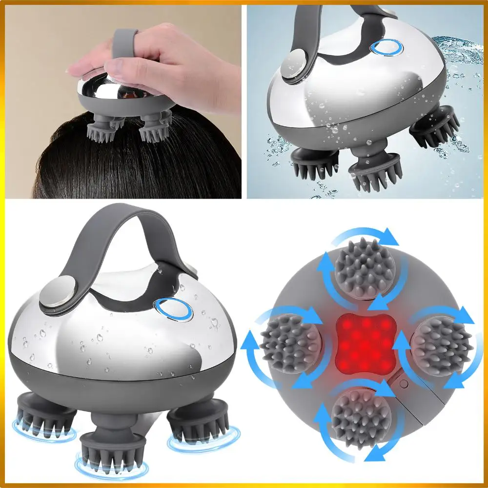 

Portable Head Massager with 8 Silicone Massage Heads Infrared Hair Stimulator IPX7 Waterproof for Hair Growth Stress Relax