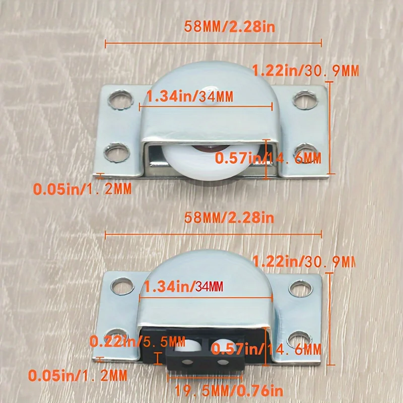 Roulettes en Acier Inoxydable pour Porte Coulissante, Meubles, Armoire et Armoire