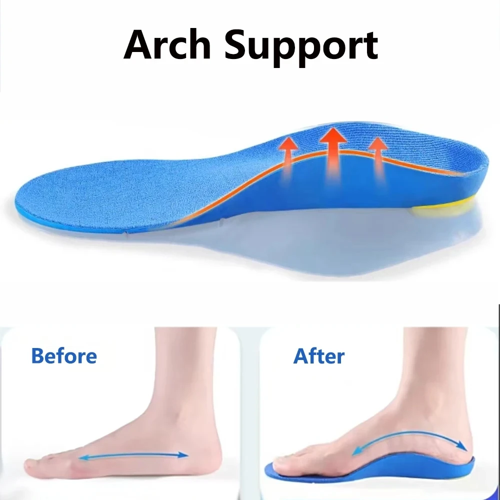 Kids Orthotic High Arch Support Insoles Orthopedic Sport Insoles for Children Plantar Fasciitis Support Shock Absorbing Shoe Pad