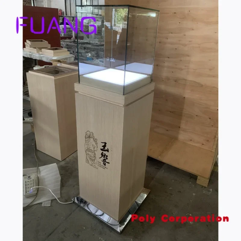 Custom High quality led light wood glass jewelry shop display counter furniture