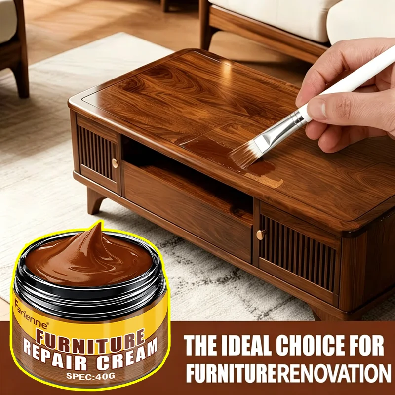 Crema Reparadora de Madera Farienne 40g, Pasta para Rellenar Arañazos y Retoques para Interiores de Automóviles y Superficies de Madera del Hogar
