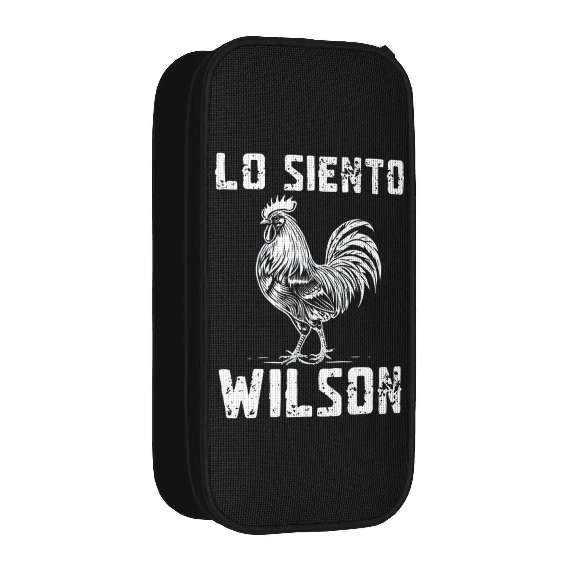 New Wilson-Lo-Siento Chicken Meme Pencil Case Funny Rooster Humor Pencilcases Pen Holder Student Large Storage Bags Stationery