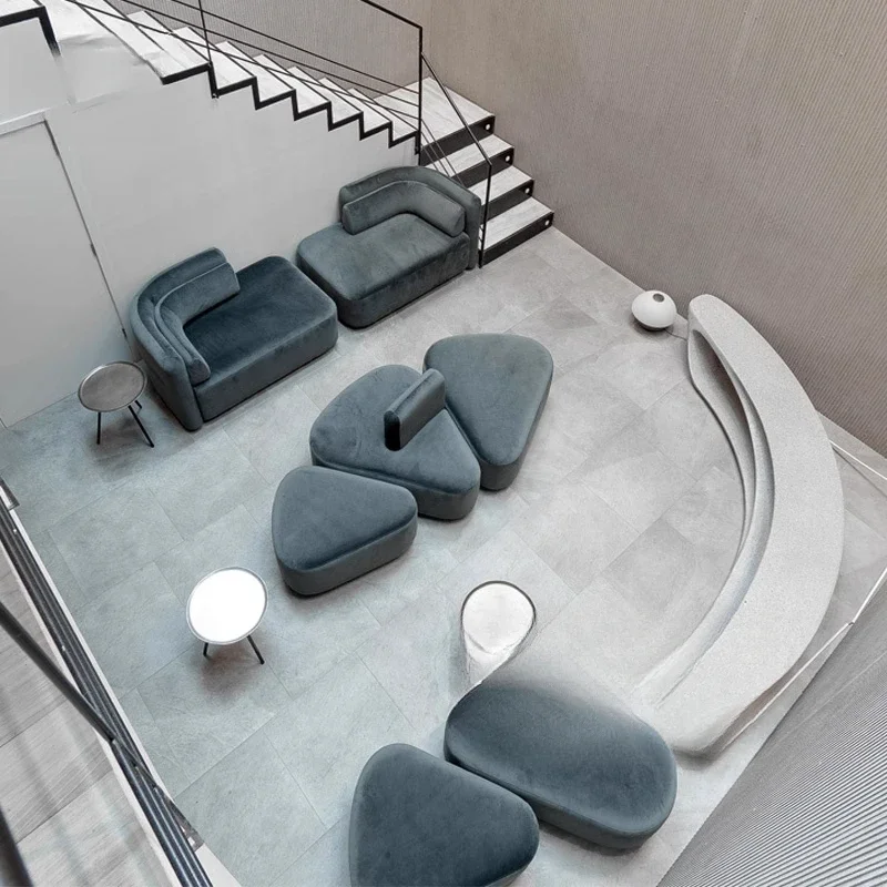 Italian minimalist special-shaped module corner fabric sofa large flat-floor villa studio hotel living room sofa combination