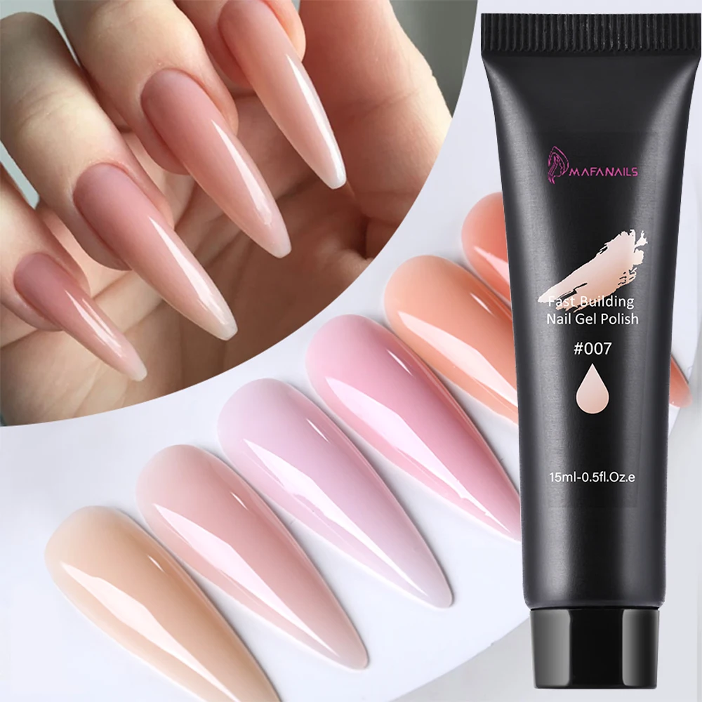 

MAFANALIS 15ml Nude Pink Poly Nail Gel Rose Pink Color Extension Gel Soak Off UV Builder Nail Gel Quick Building DIY Manicure