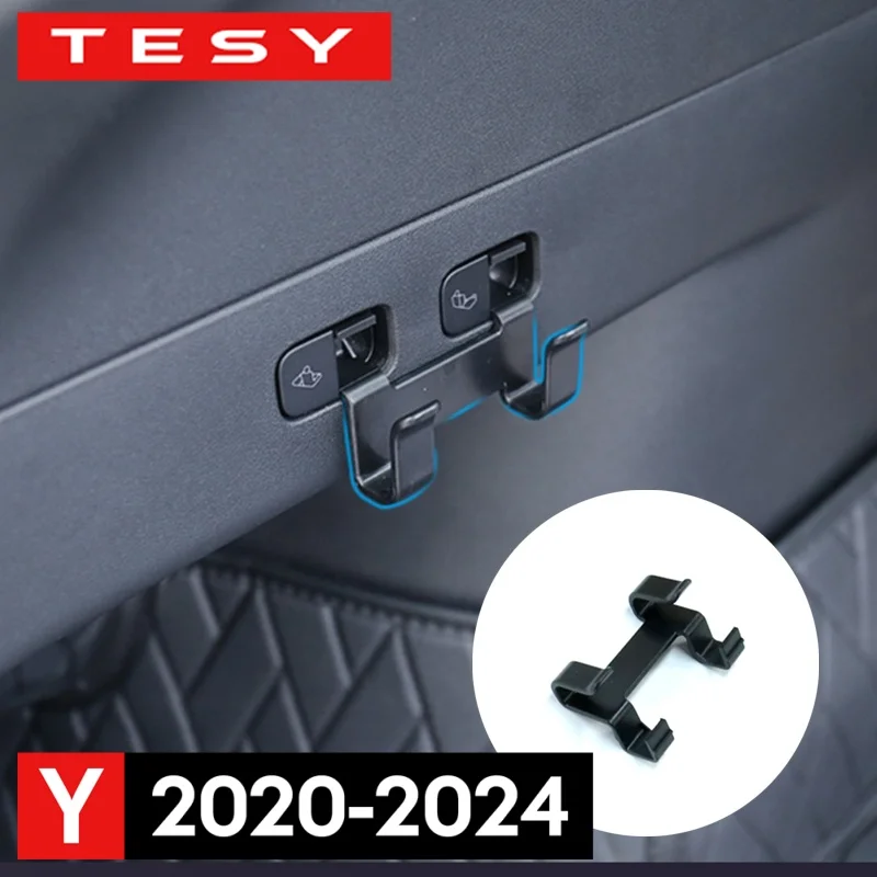 Gancho de botón para asiento de maletero trasero, soporte para bolsa de compras de carga Tesla, colgador de paraguas, almacenamiento, para modelo Y 2020, 2021, 2022, 2023 y 2024