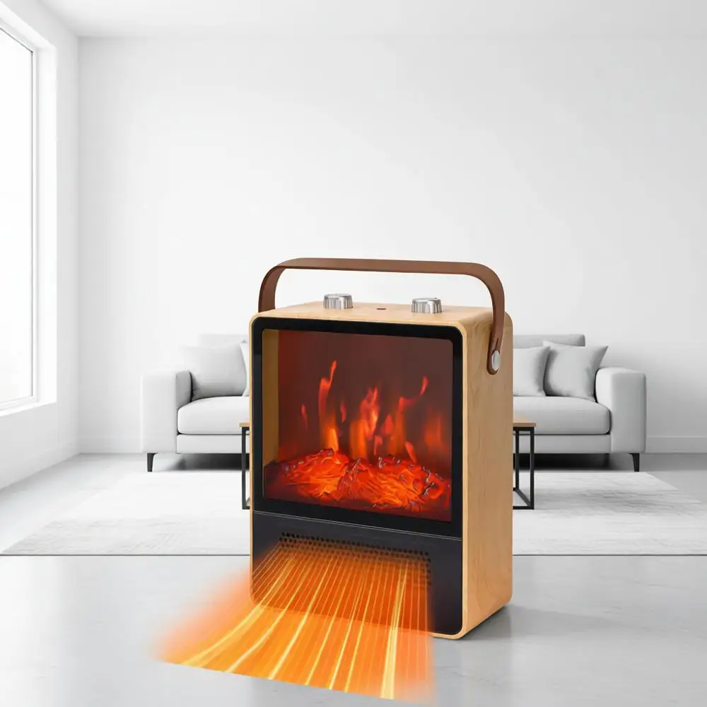 

Портативный обогреватель мощностью 1500 Вт с реалистичным 3D-эффектом пламени и защитой от перегрева, тихий и безопасный для использования в помещении