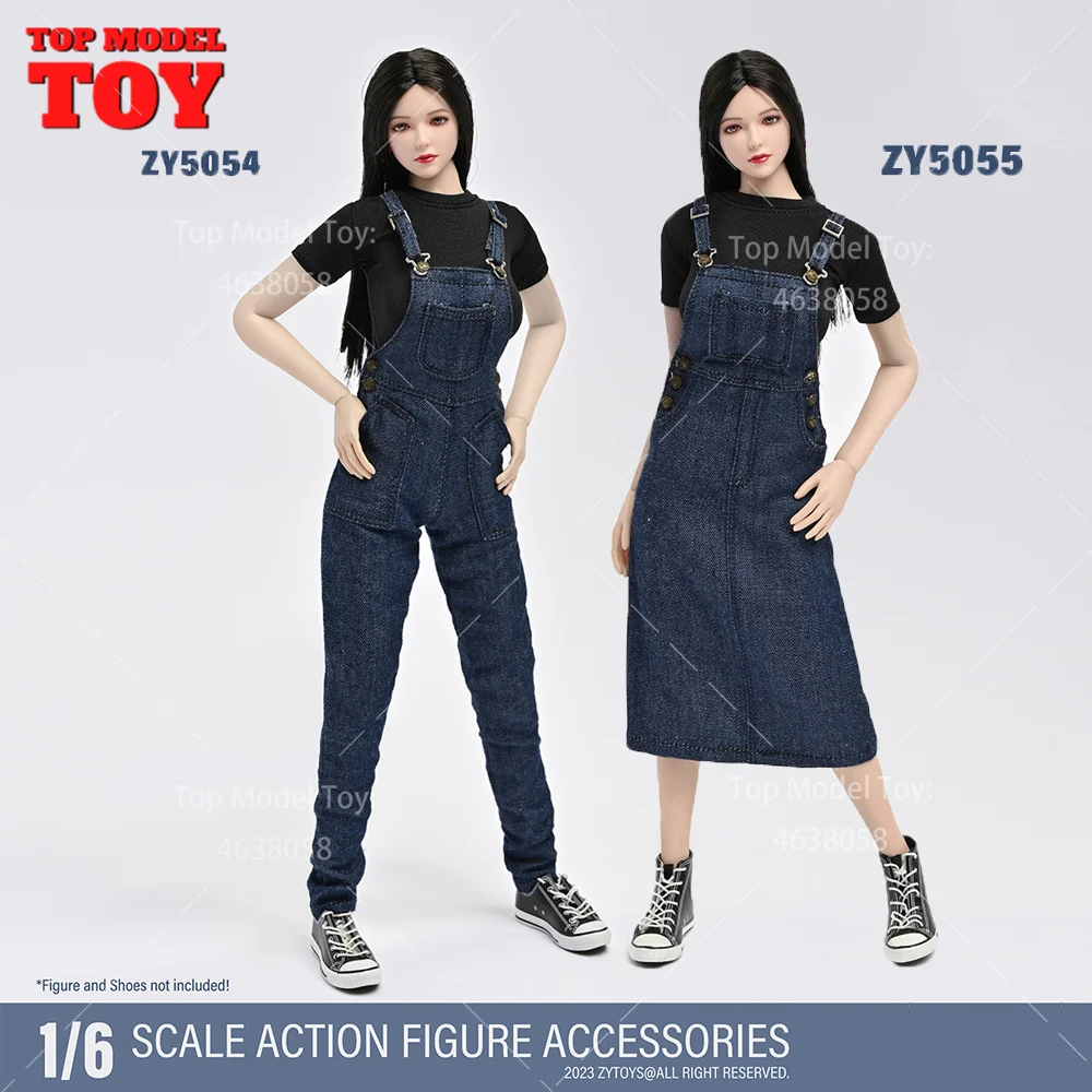 ZYTOYS ZY5054 ZY5055 1/6 Black T-shirt Jeans Camisole Pants/Denim Skirt Clothes Model For 12