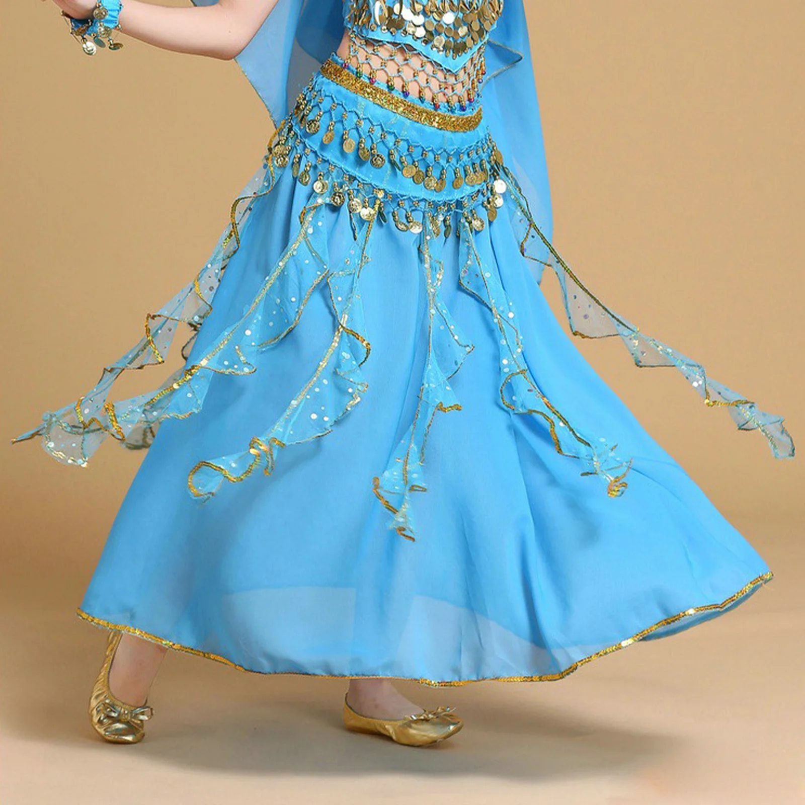 Dziecięca spódnica do tańca brzucha z cekinami, szal biodrowy, kostium na karnawał, imprezę tematyczną, występ sceniczny.