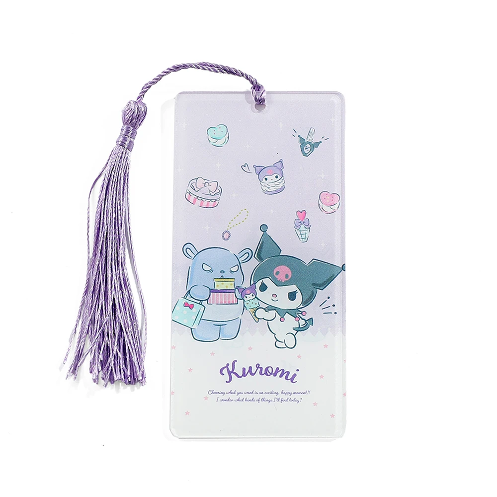 Cute Sanrio Hello Kitty Acrylic Colorful Tassel Bookmark, Ideal School Learning Gift for Sanrio Girls