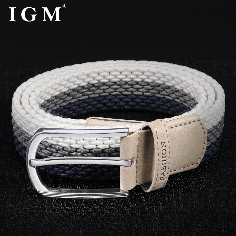 Trendy Men Belt Breathable Strong Elastic Canvas Woven Belt for Men and Women Without The Need for Perforated Belt Casual Belt