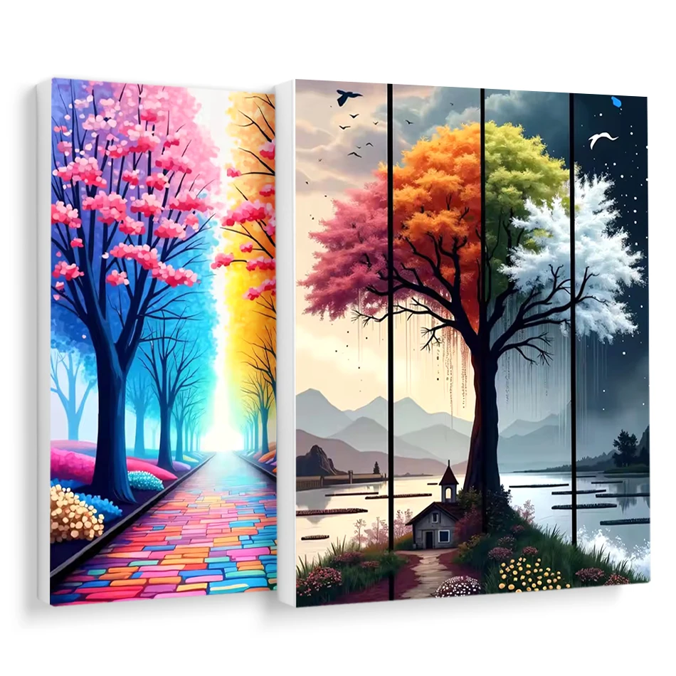 لوحة RUOPOTY بالأرقام رسم شجرة تجريدية رسم بالأرقام لوحة زيتية مرسومة يدويًا على القماش طقم طلاء ديكور المنزل