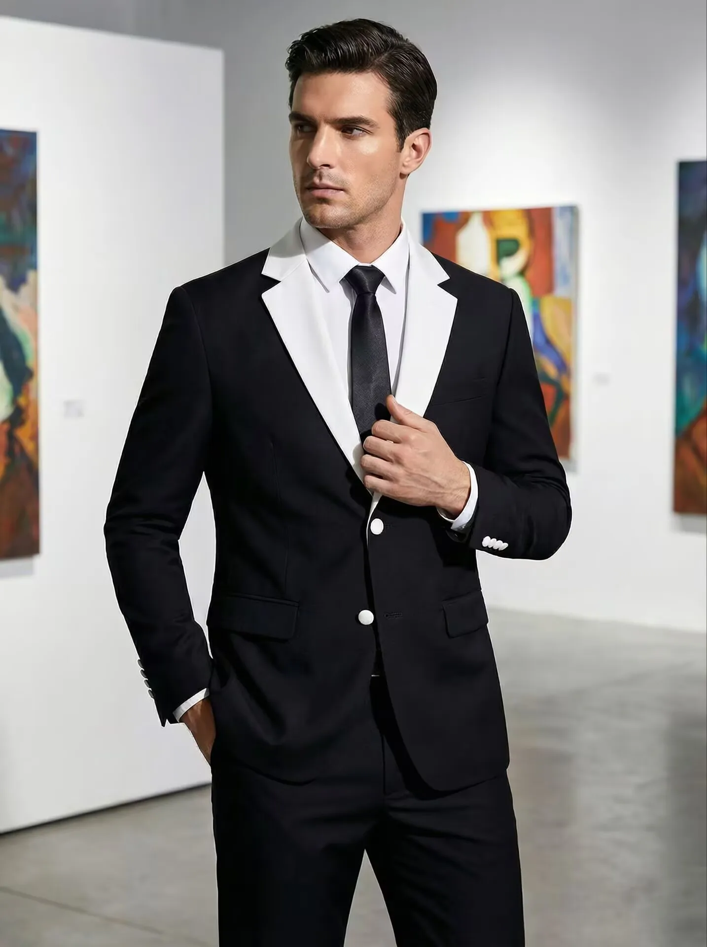 

Черный мужской костюм-двойка Slim Fit с шалевым воротником, для жениха, свадебный, для торжеств, смокинг, комплект из пиджака и брюк, Trajes De Hombre