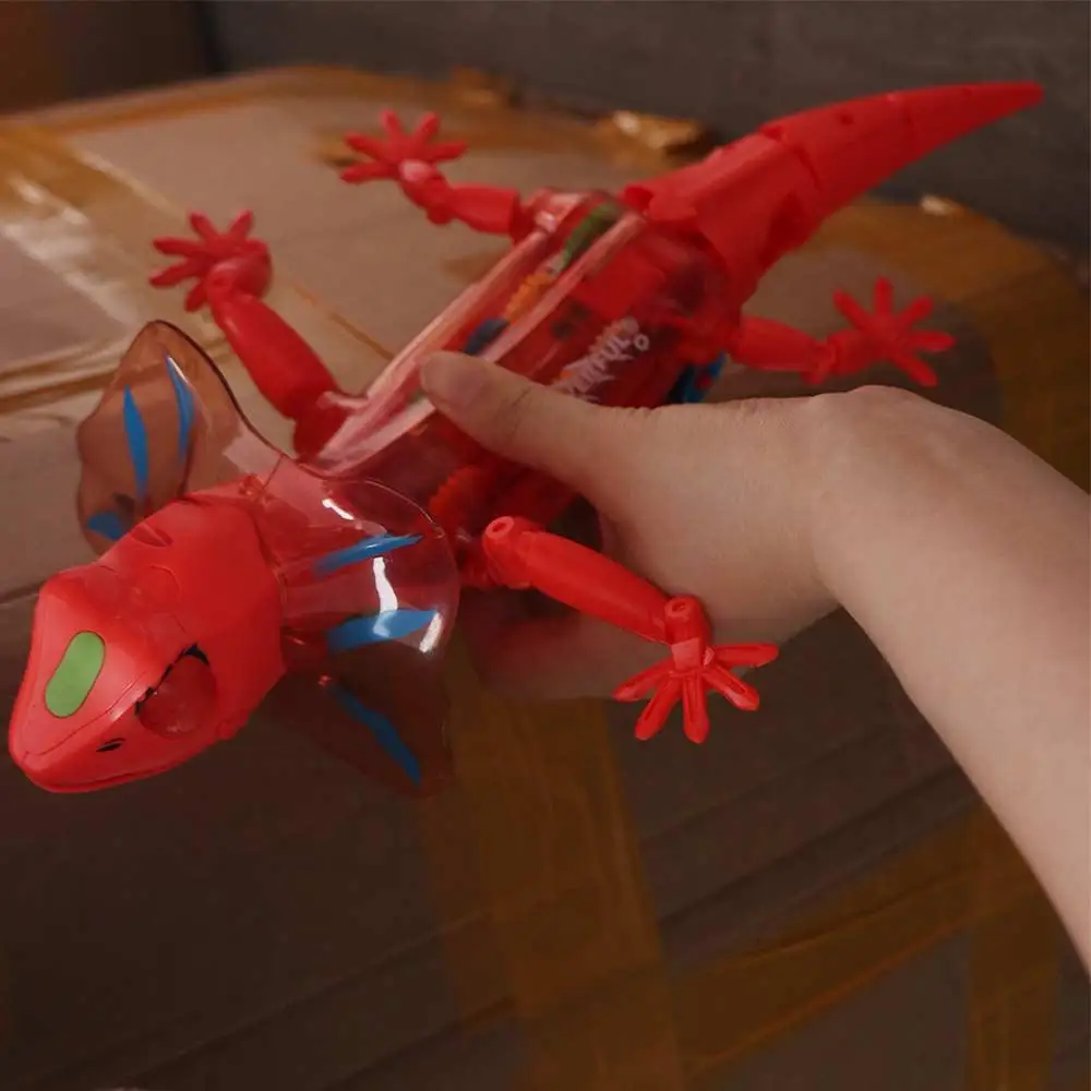 Modelo robótico, mascotas electrónicas, lagarto, lagarto transparente, caminando, luces electrónicas de sonido de Anime