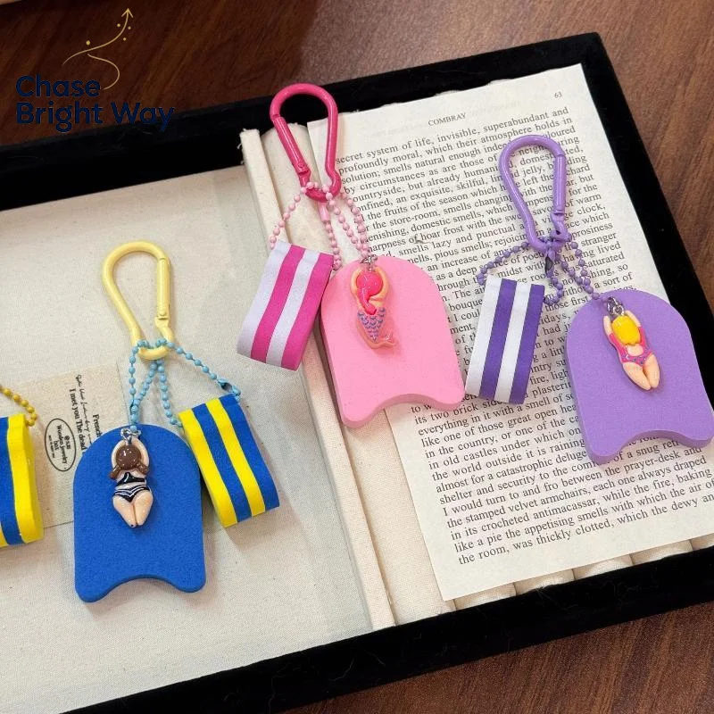 Anti-rust Sport Keychain Cute Swimming Girl Boy Pendant Fashion Backpack Hanging Charm for Best Friend Gift