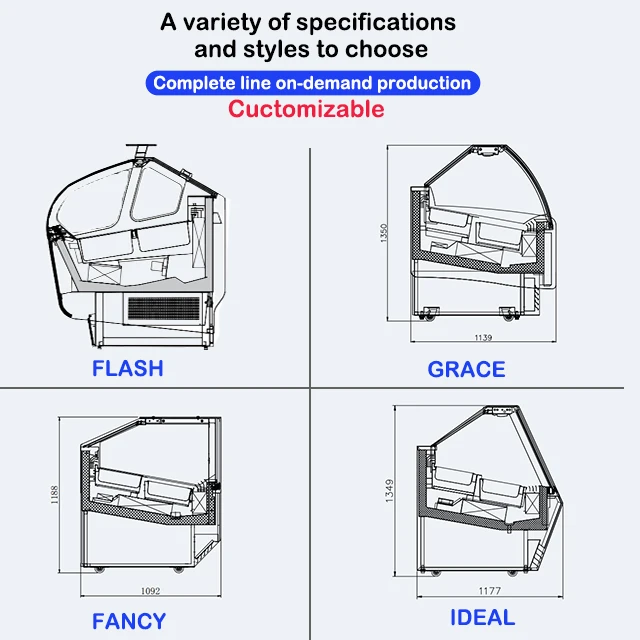 220V/50HZ, -18°C~-22°C Refrigeration Small and Medium-sized Deluxe Countertop Mini Ice Cream Display Cabinet Machine