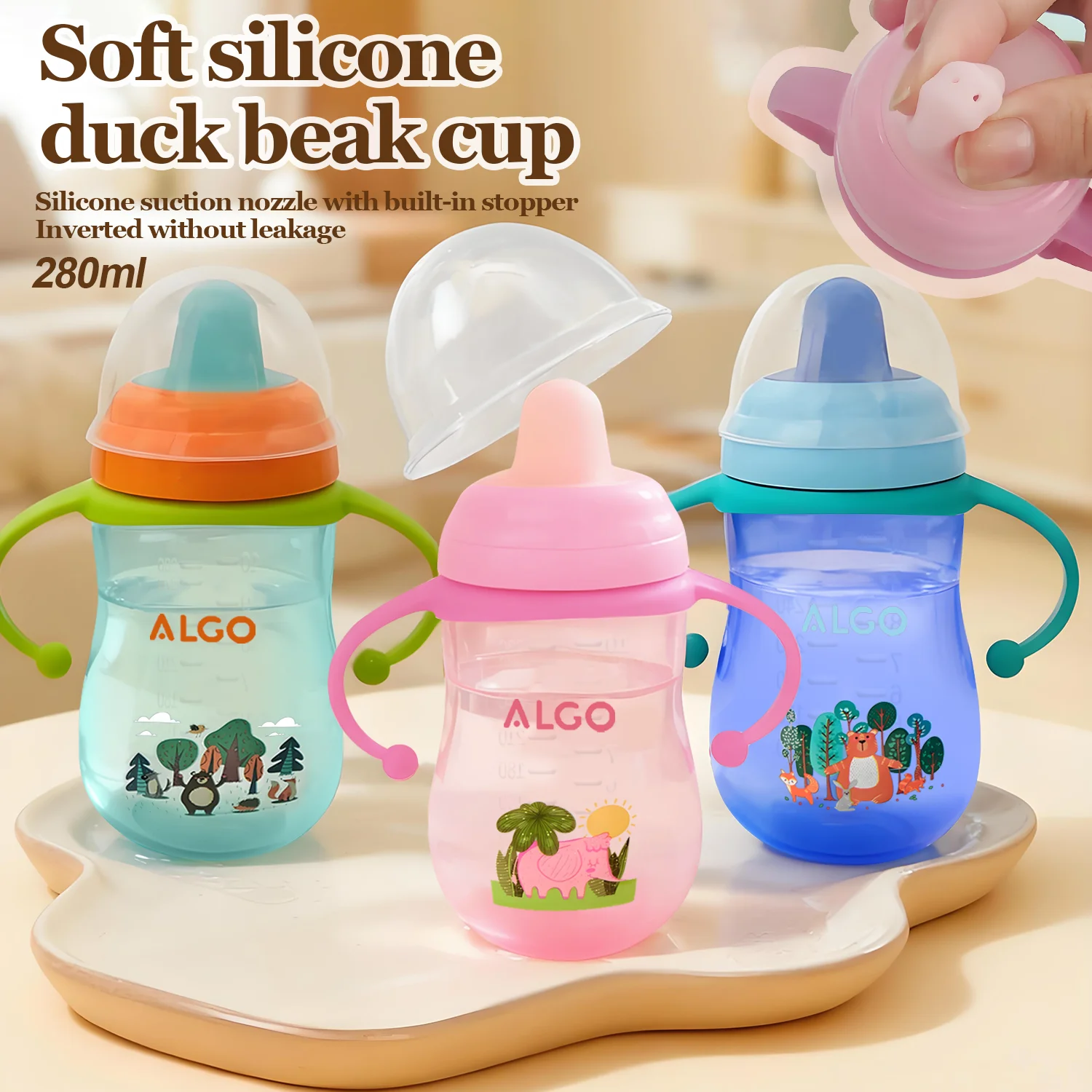 

1pcs Children's learning drinking cup 280ml infant portable strawcup anti-choking and leak-proof cup baby anti-fall water cup