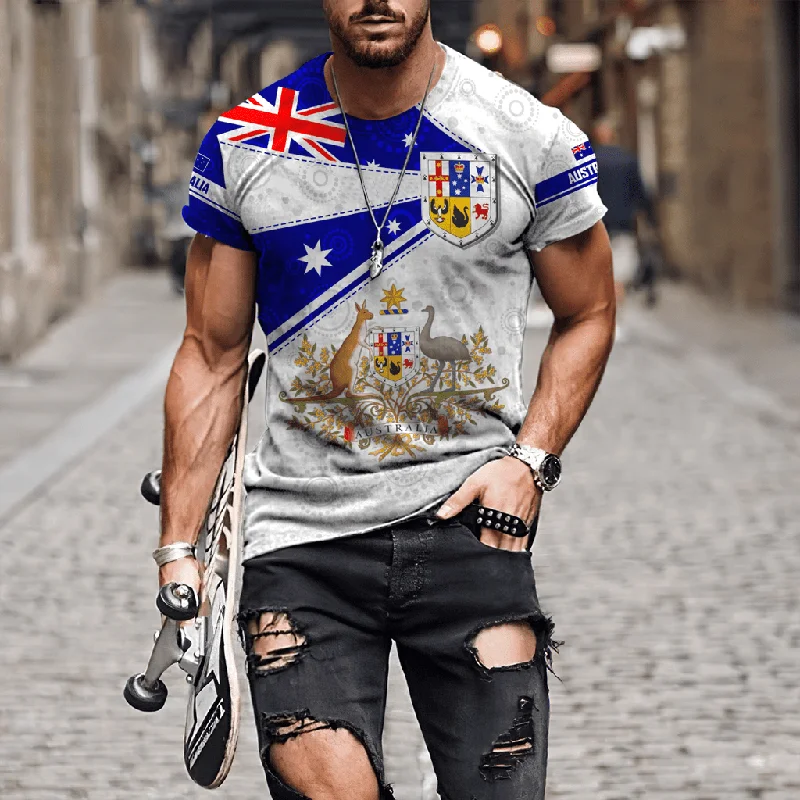 Unisex Australia Graphic 3D Print Mens T-Shirts for Men Clothing Oversized Tees Summer Casual Short Sleeve Tops   Personality