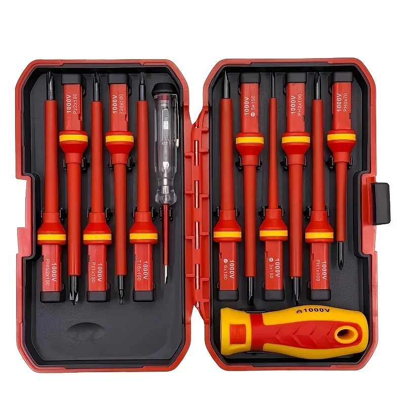 

13-piece 1000V Replaceable Insulated Screwdriver Set and Magnetic Slotted Bit Repair Tools Electrician Tools