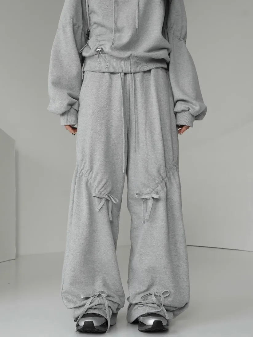 Street Sle – pantalon ample à jambes droites pour femmes, décontracté, taille élastique, Design Dstring, taille haute, Long