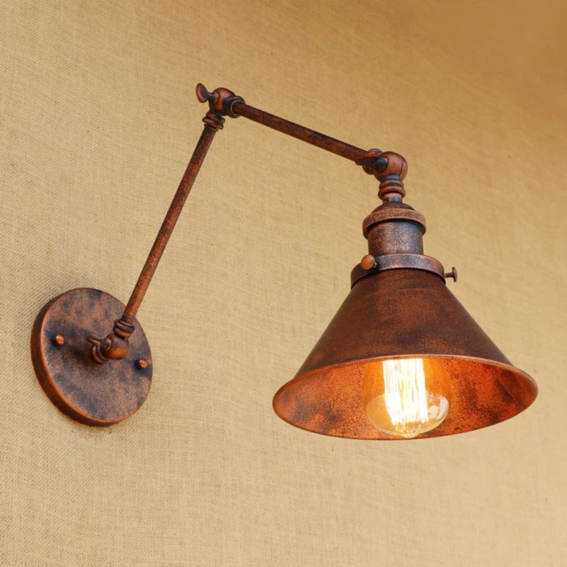

Vintage Industrial Umbrella Wall Lamp adjustable Swing Arm Sconce Porch Bedroom Balcony Stair Restaurant Bar Wall Light