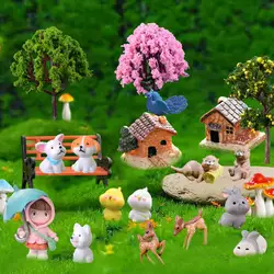 10-2PCS/Sets Animals And Plants Resin Miniature Ornaments Micro-landscape Accessories DIY Handmade Home Decor Crafts Figurines