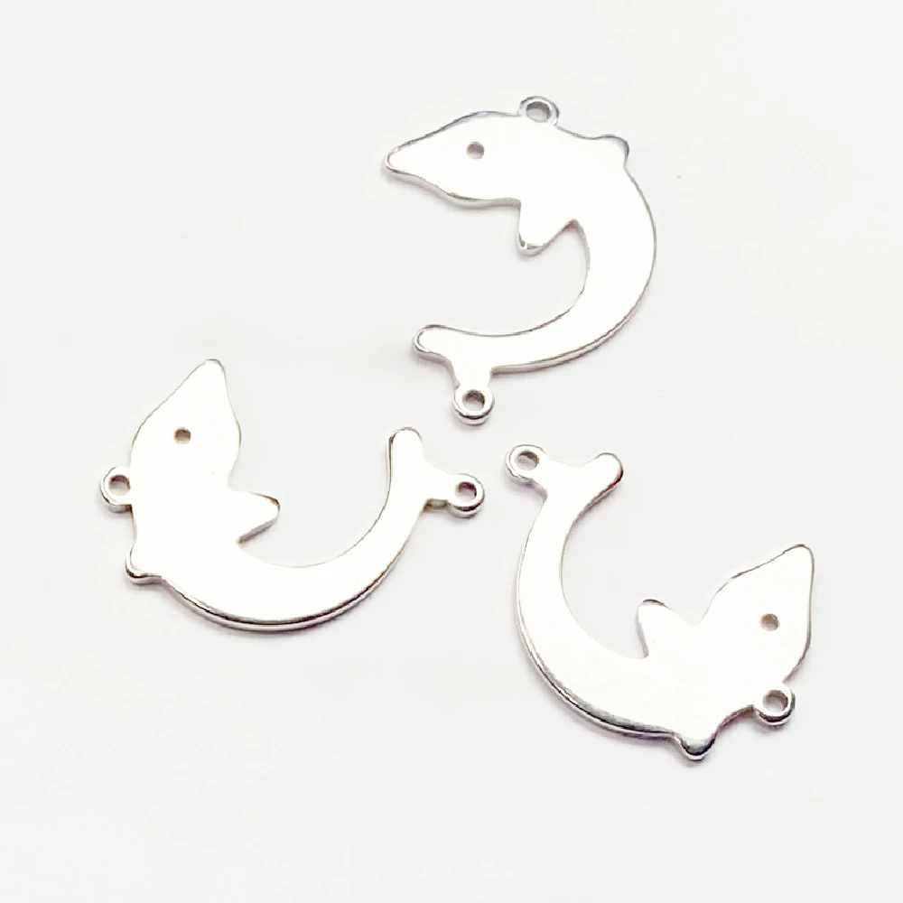 1Pack 17*22MM Mini Dolphins Charms Jewel Waterproof Stainless Steel Tiny Porpoise Marine Whale Pendant Earring Findings Diy Make