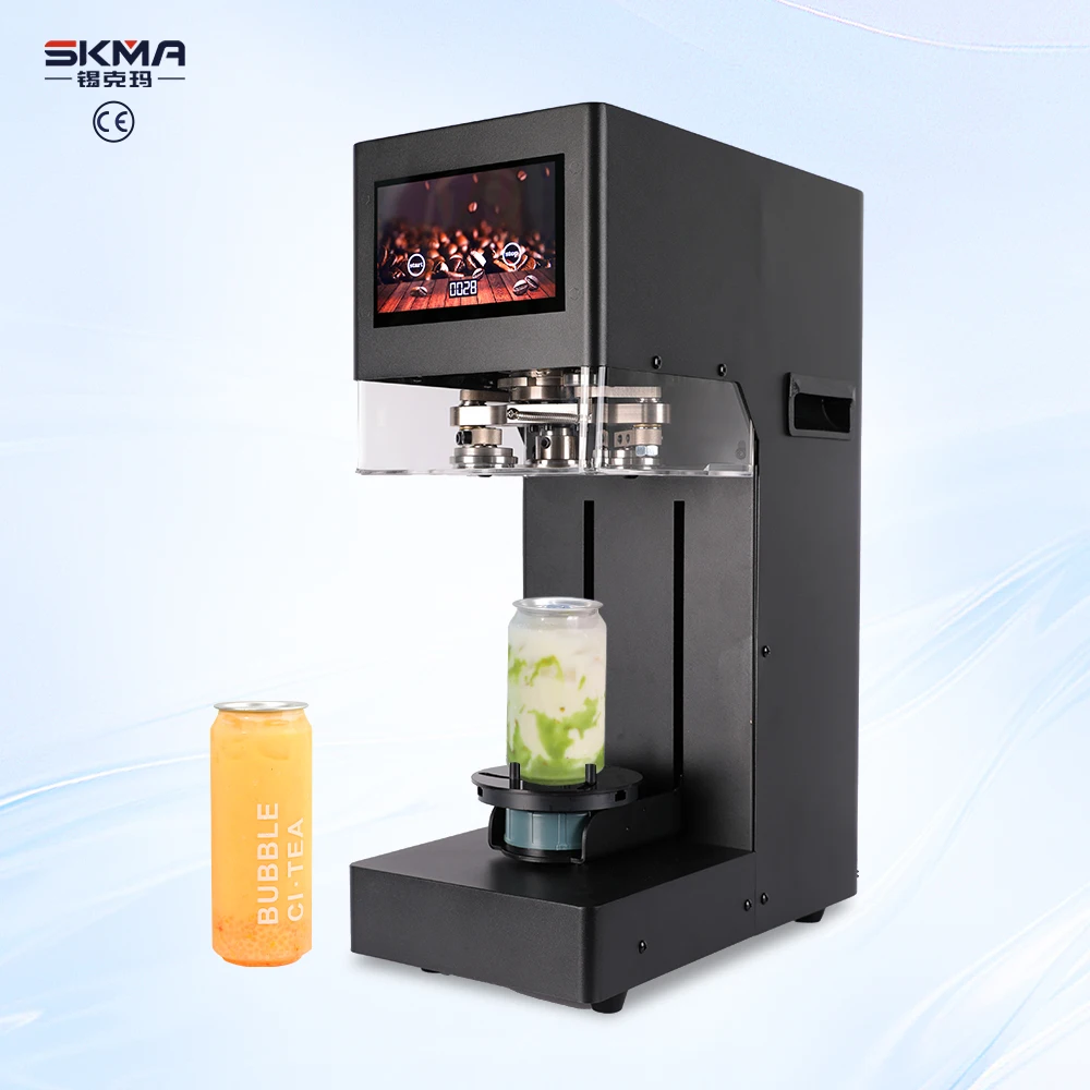 SKMA Automatic Portable Desktop Non Rotary Can Sealing Machine Commercial Tin Soft Drink Cans Capping Sealing Machine