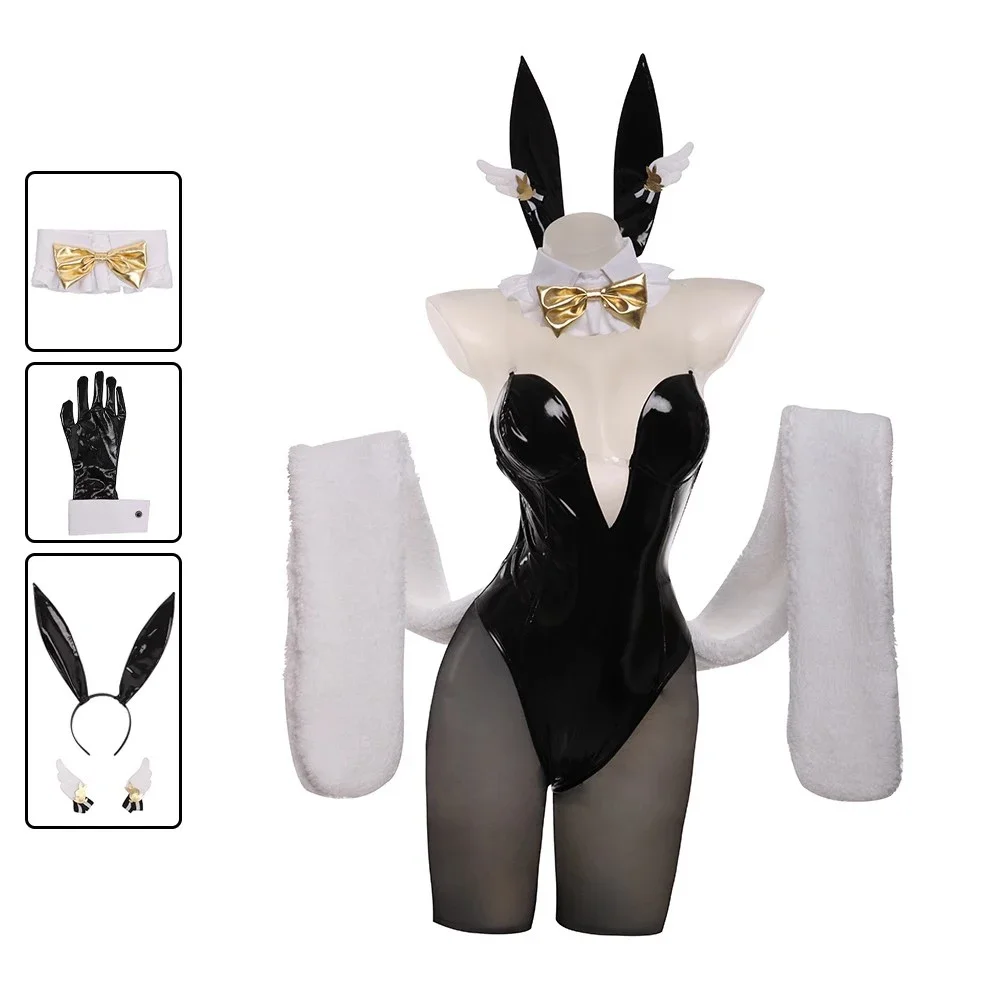 NIKKE Goddess of Victory Branna Norval Ruffy Luxury Viper Bunny Girl Cosplay Costume PU Sexy Jumpsuit