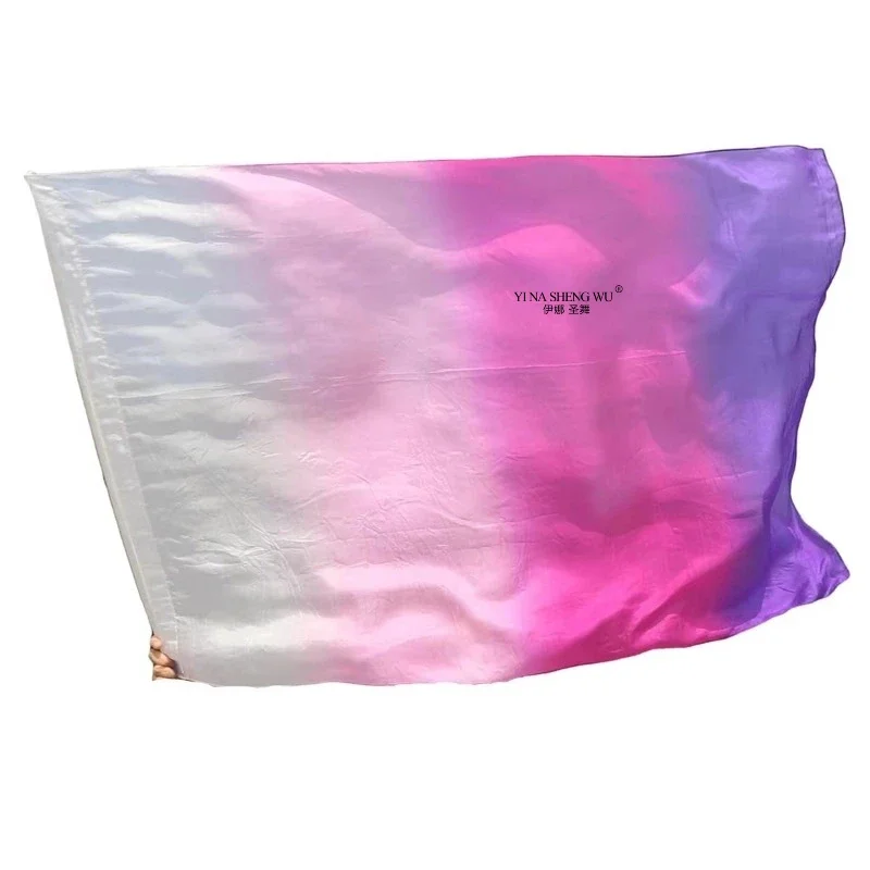 Women's Worship Flags 100% Silk Rectangle Veil Flag Scarf With Elastic Rod For Belly Dance Outdoor Dance Performance Dance Props