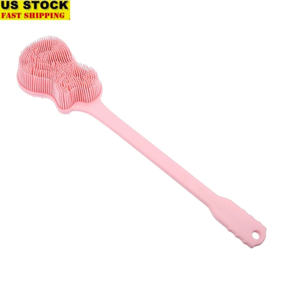 

Silicone Back Scrubber Body Brush Long Handle Exfoliating Washable Bath Tool Soft Massage Skin Care Shower Cleaning