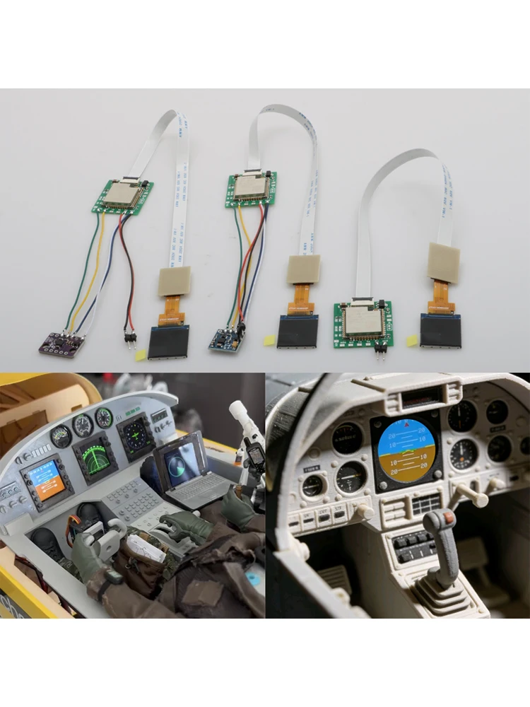 1PCS 4.8-5.2V RC Vliegtuig Flight Simulator Cockpit Instrumentenpaneel 0.85/1.3/1.54 Inch Houdingsindicator/Kompas/Radar Interface - afbeelding 2